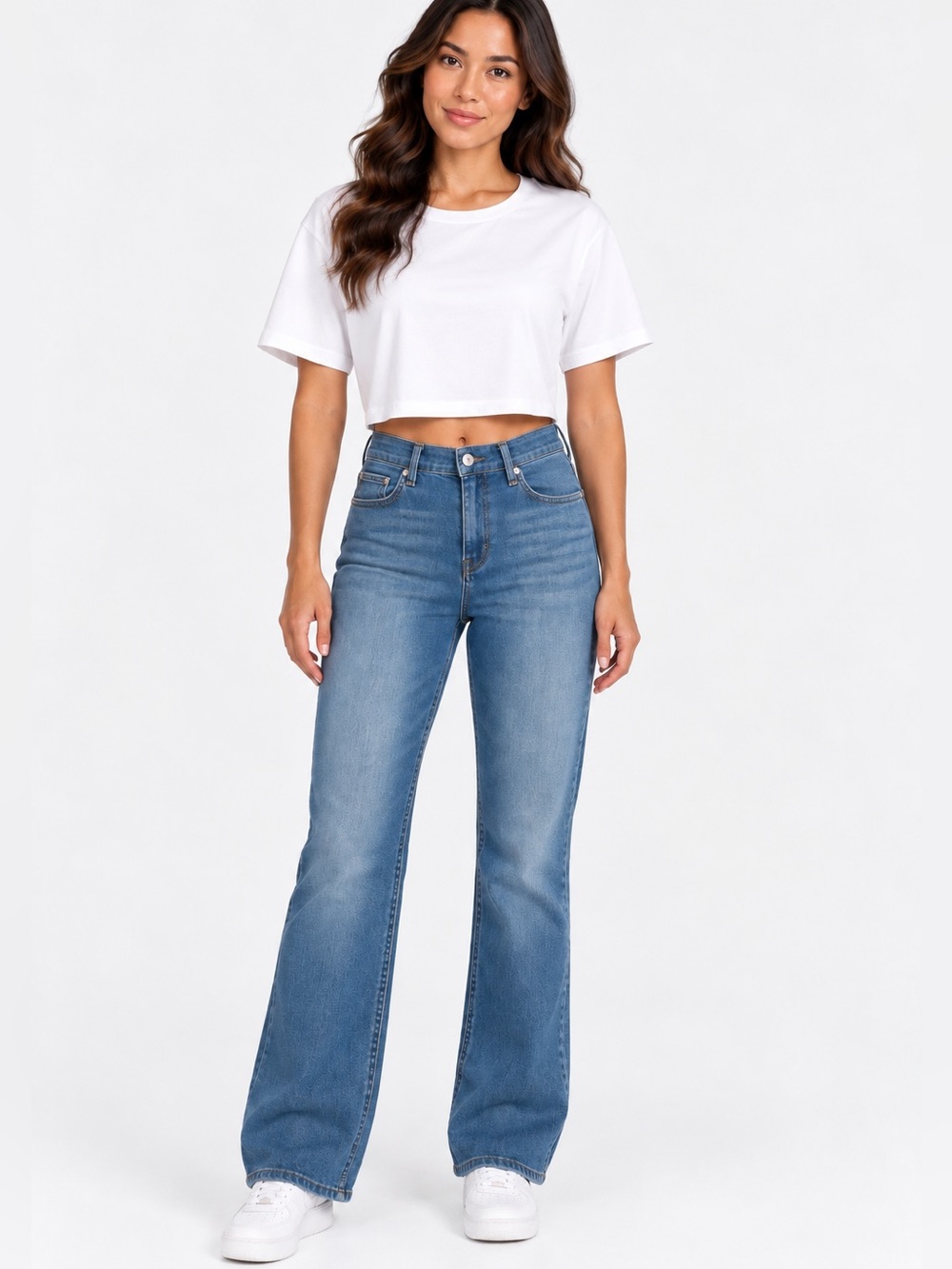 Pilcro and the Letterpress cropped flare/bootcut blue jeans